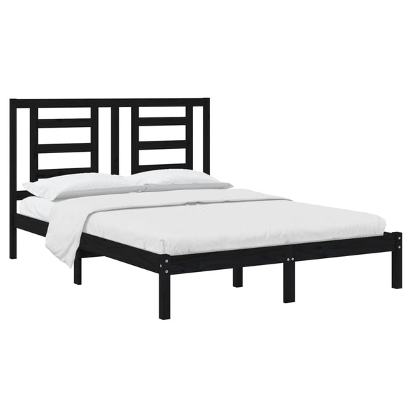 vidaXL Solid Wood Bed Black Pine 140x190 cm