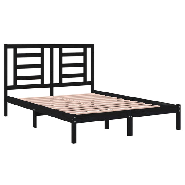 vidaXL Solid Wood Bed Black Pine 140x190 cm