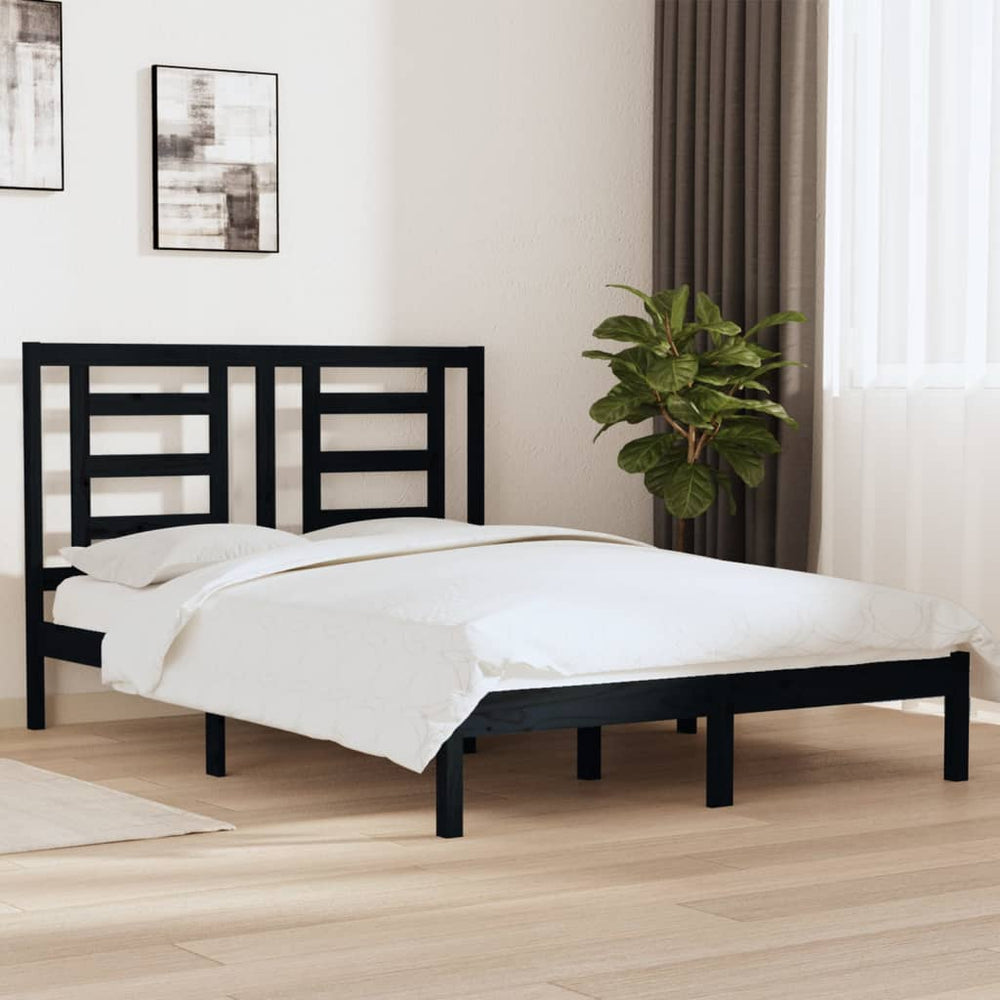 vidaXL Solid Wood Bed Black Pine 140x190 cm