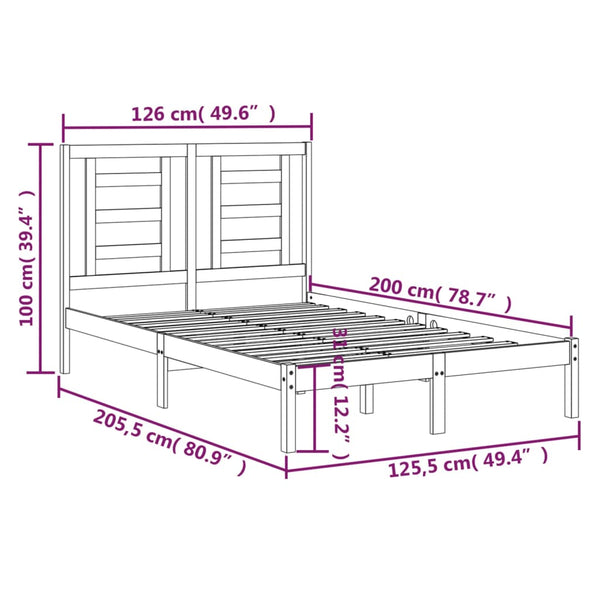 vidaXL Solid Wood Bed Frame without Mattress White 120x200 cm Pine Wood