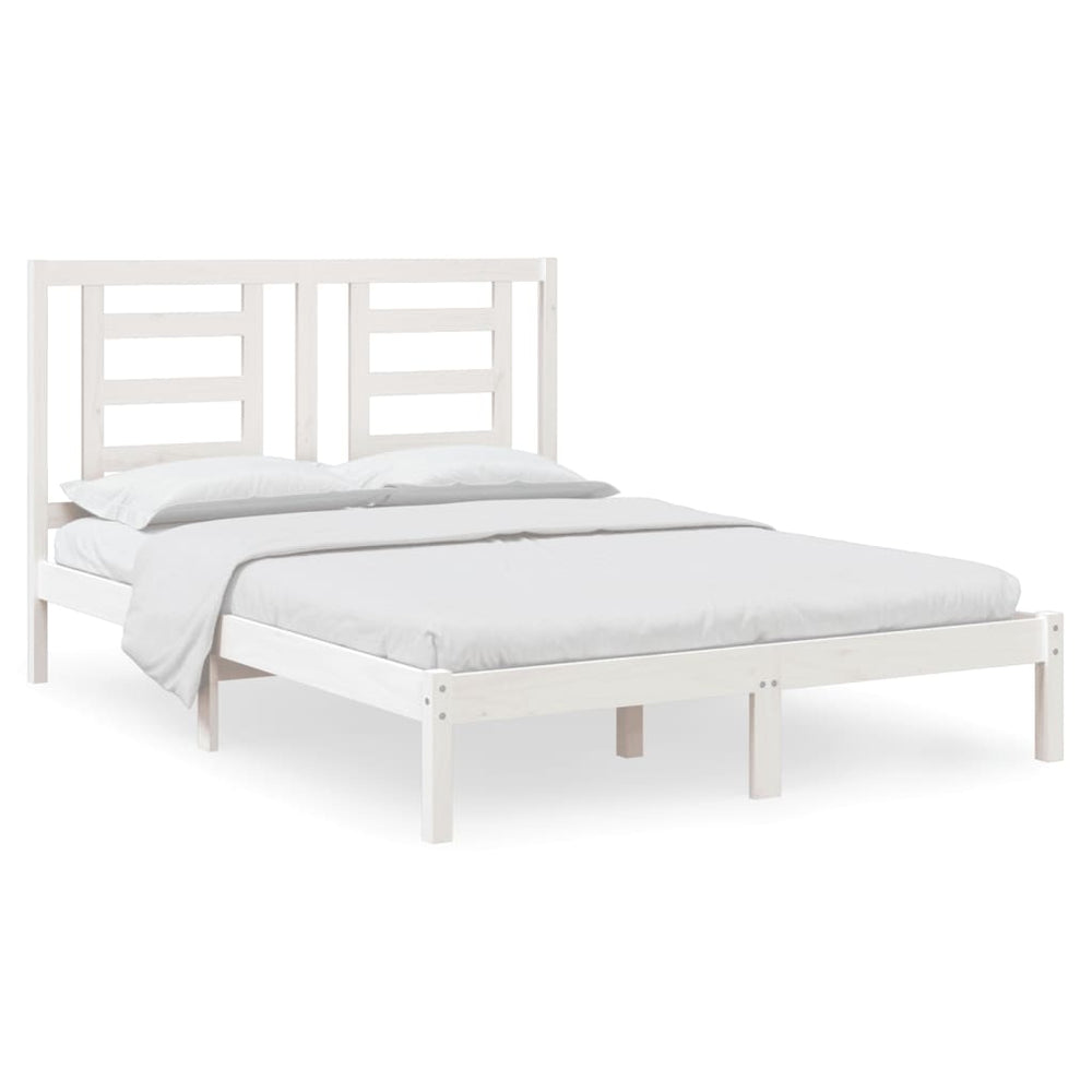 vidaXL Solid Wood Bed Frame White 140x200 cm Pine Wood (No Mattress)
