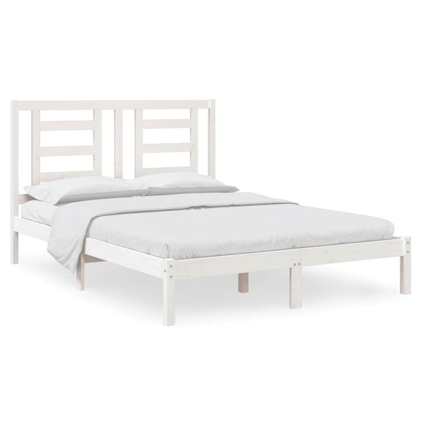 vidaXL Solid Wood Bed Frame White 140x200 cm Pine Wood (No Mattress)