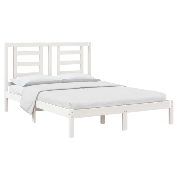 vidaXL Solid Wood Bed Frame White 140x200 cm Pine Wood (No Mattress)