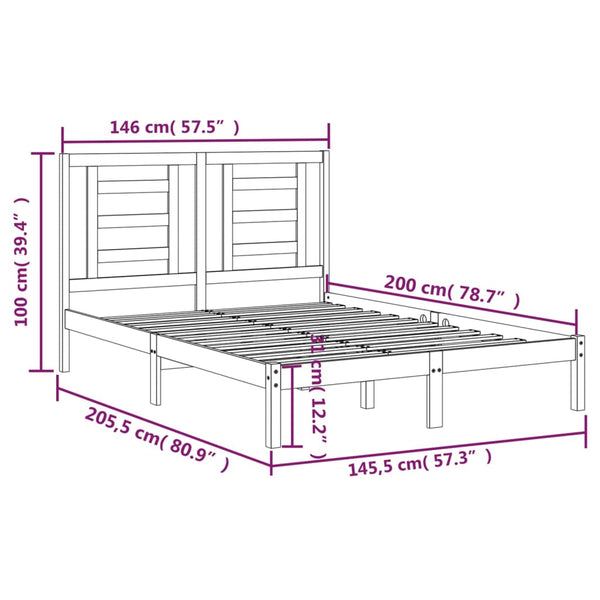vidaXL Solid Wood Bed Frame White 140x200 cm Pine Wood (No Mattress)