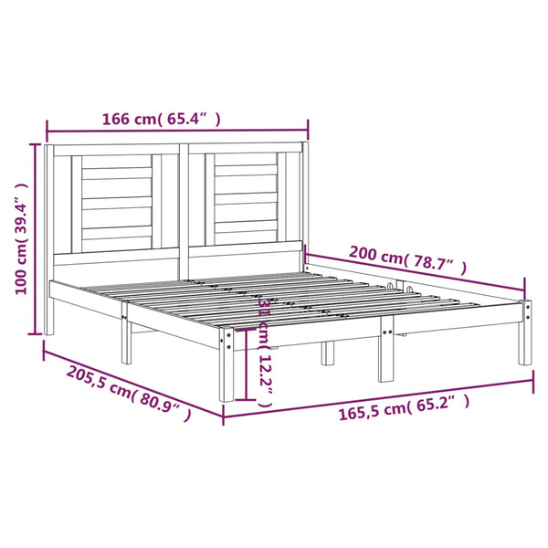 vidaXL Solid Wood Bed Frame without Mattress 160x200 cm Pine Wood