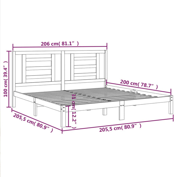 vidaXL Solid Wood Bed Frame without Mattress 200x200 cm Pine