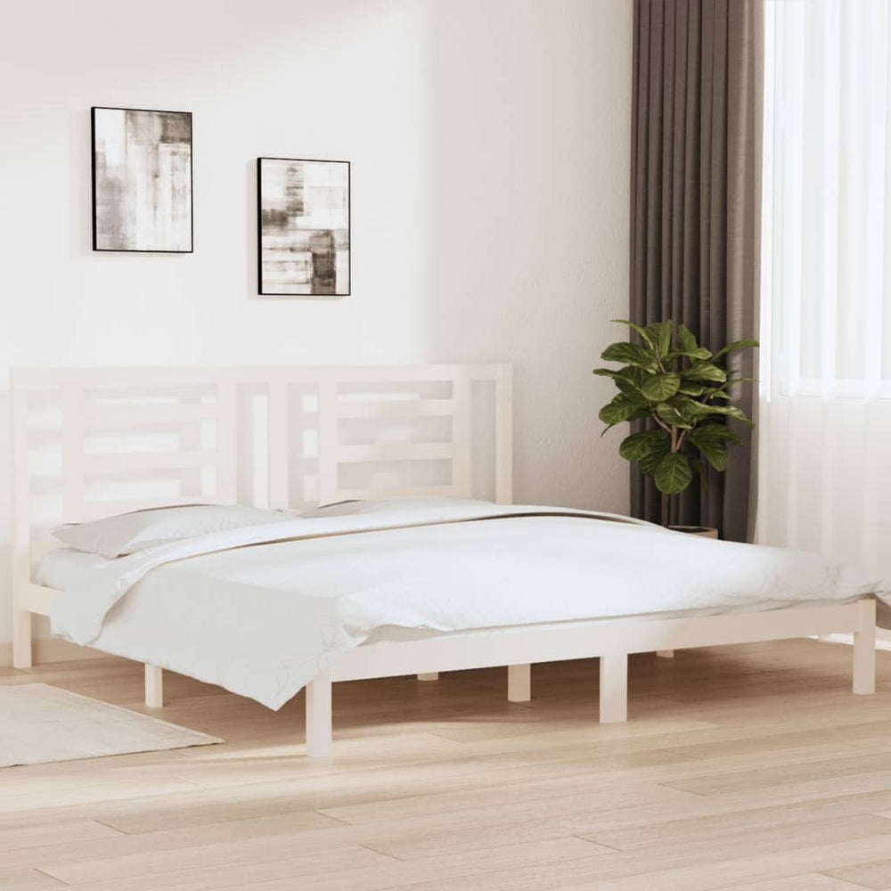 vidaXL Solid Wood Bed Frame without Mattress White 200x200 cm Pine Wood
