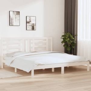 vidaXL Solid Wood Bed Frame without Mattress White 200x200 cm Pine Wood