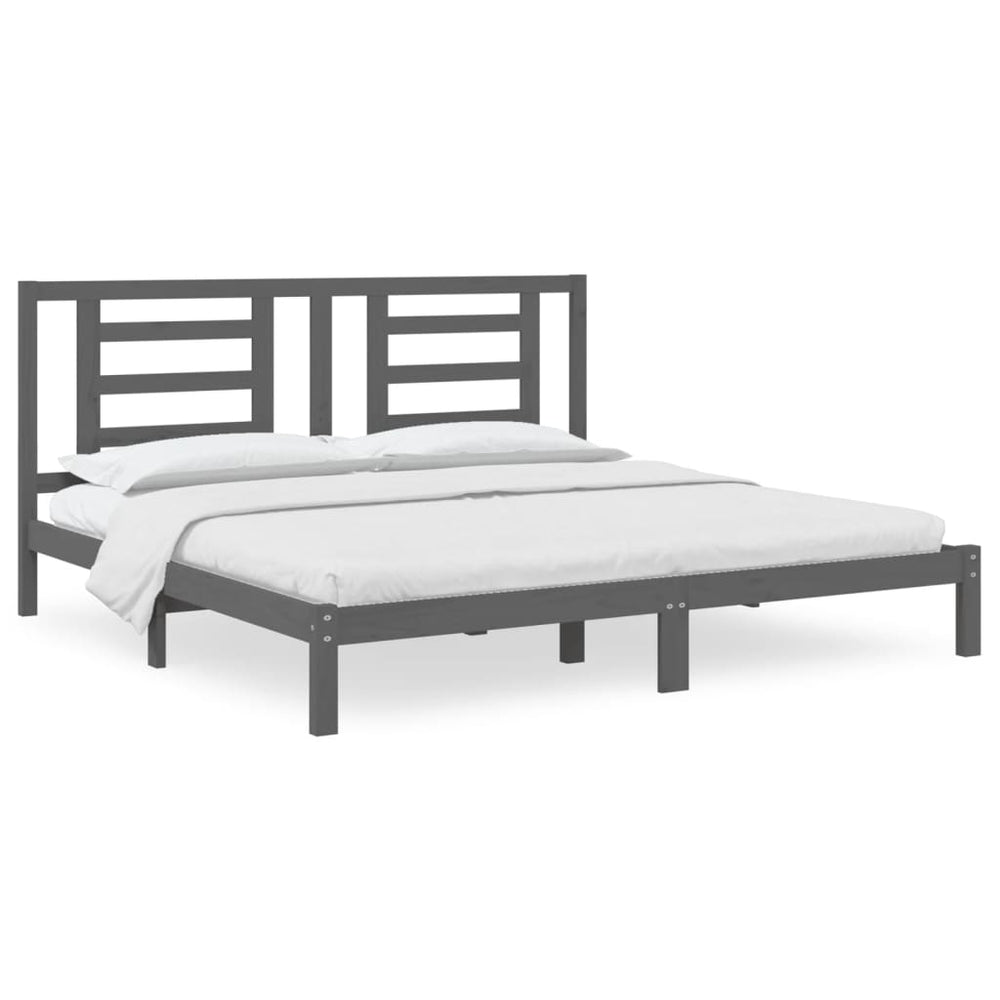 vidaXL Solid Wood Bed Grey Pine 200x200 cm
