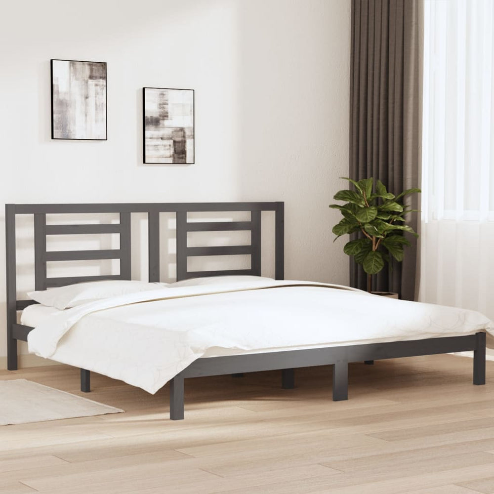 vidaXL Solid Wood Bed Grey Pine 200x200 cm