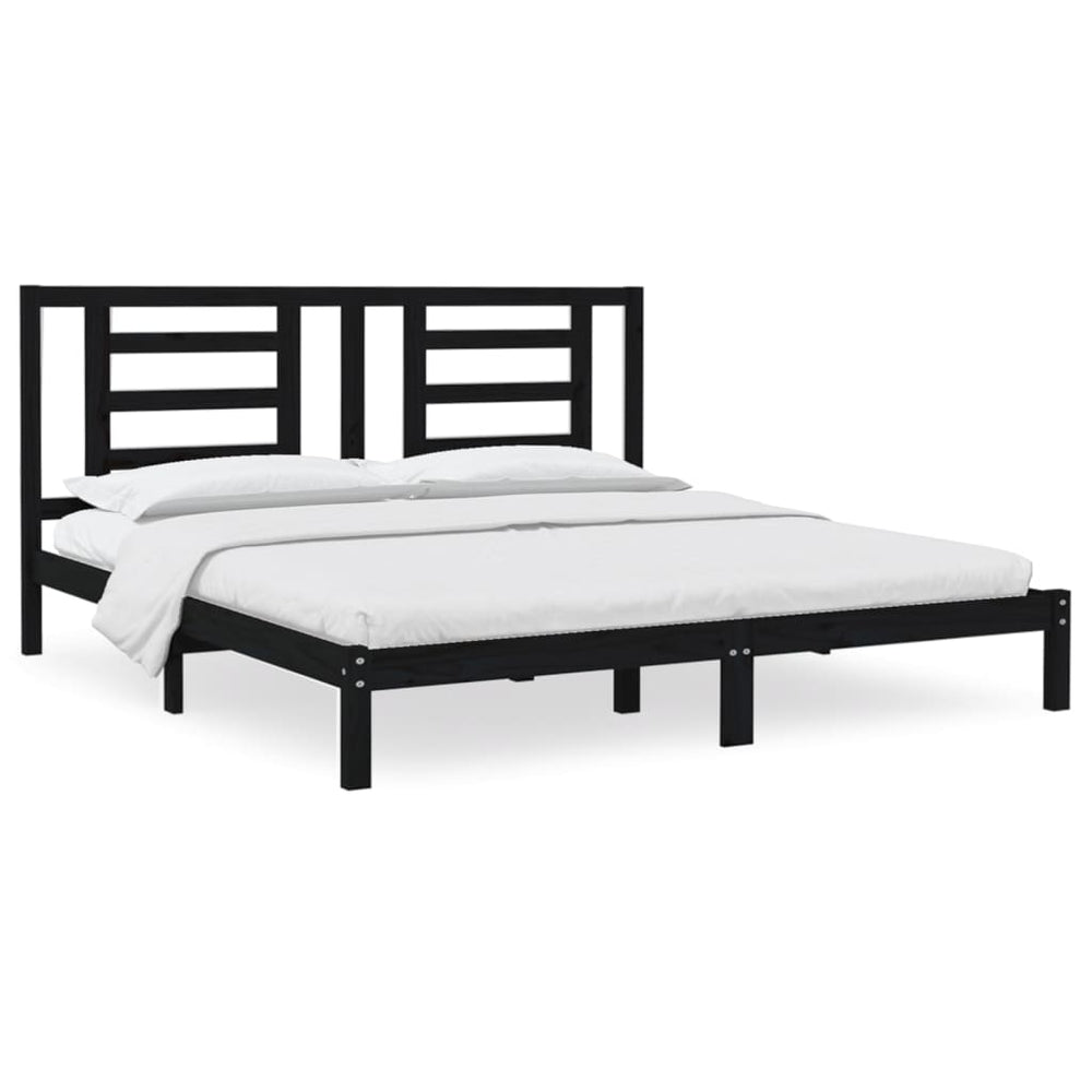 vidaXL Solid Wood Bed Black Pine 200x200 cm