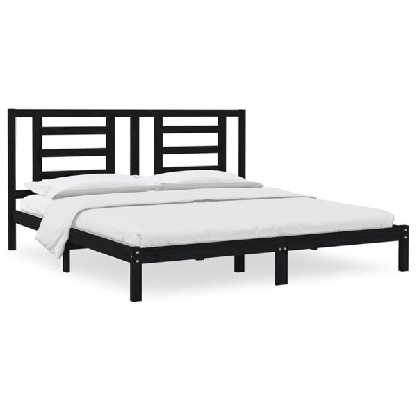 vidaXL Solid Wood Bed Black Pine 200x200 cm