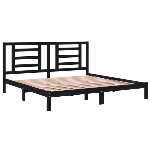 vidaXL Solid Wood Bed Black Pine 200x200 cm
