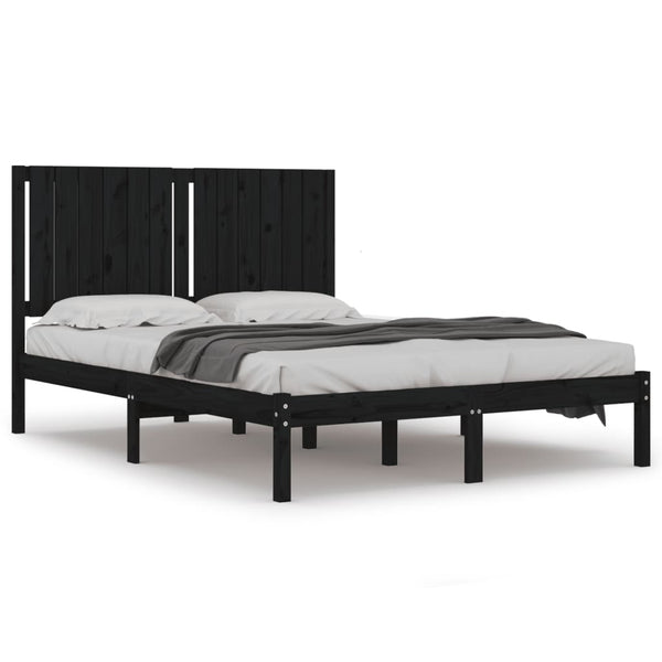 vidaXL Solid Wood Bed Black Pine 140x190 cm