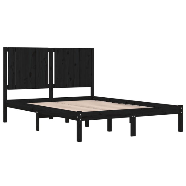 vidaXL Solid Wood Bed Black Pine 140x190 cm