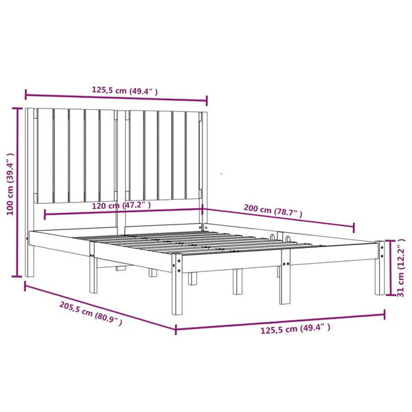 vidaXL Solid Wood Bed Frame without Mattress 120x200 cm Pinewood