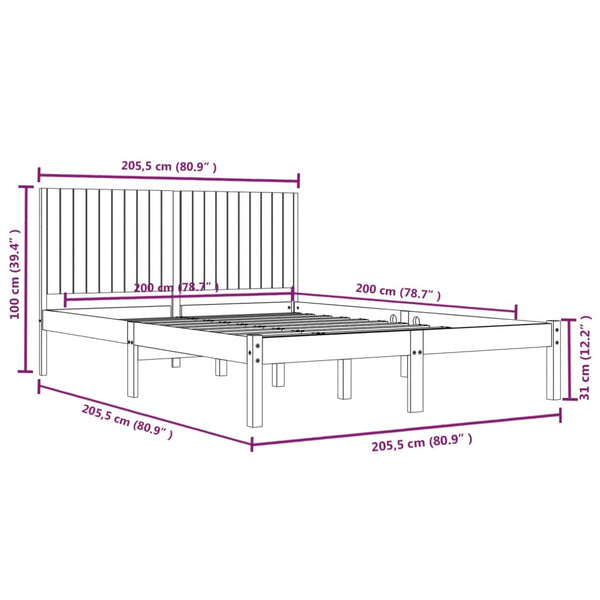 vidaXL Solid Wood Bed Frame without Mattress 200x200 cm Pine