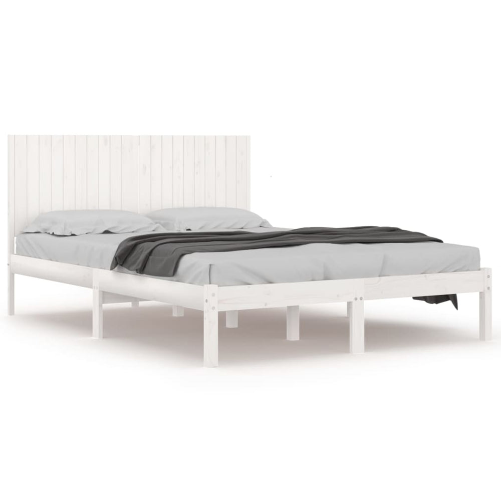 vidaXL Solid Wood Bed Frame without Mattress White 200x200 cm Pine Wood