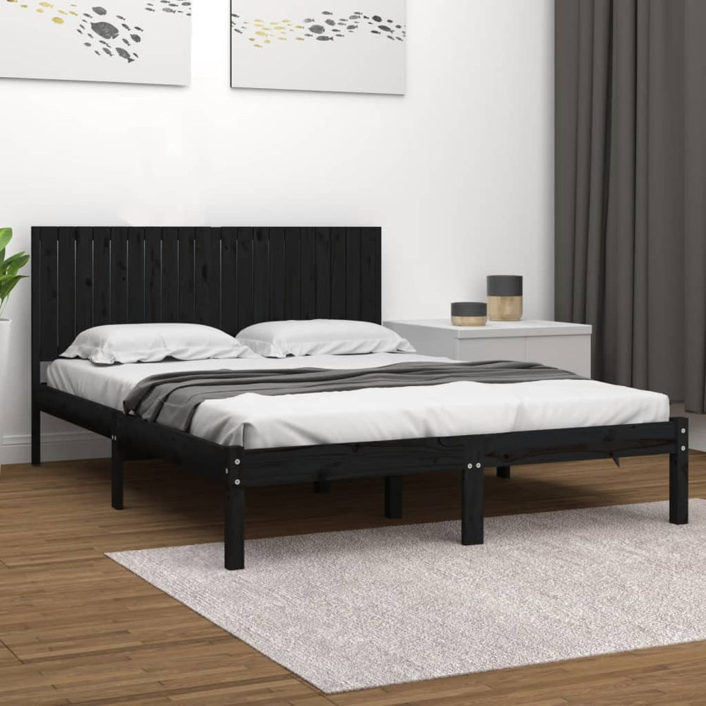vidaXL Solid Wood Bed Black Pine 200x200 cm