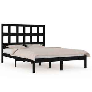 vidaXL Solid Wood Bed Black Pine 140x190 cm