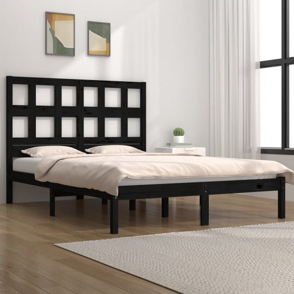 vidaXL Solid Wood Bed Black Pine 140x190 cm