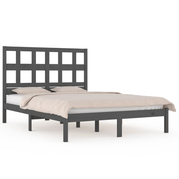 vidaXL Solid Wood Bed Grey Pine 200x200 cm