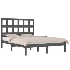 vidaXL Solid Wood Bed Grey Pine 200x200 cm