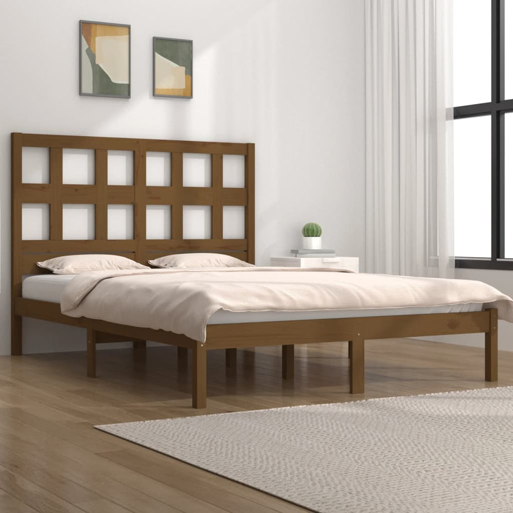 vidaXL Solid Wood Bed Honey Brown Pine 200x200 cm