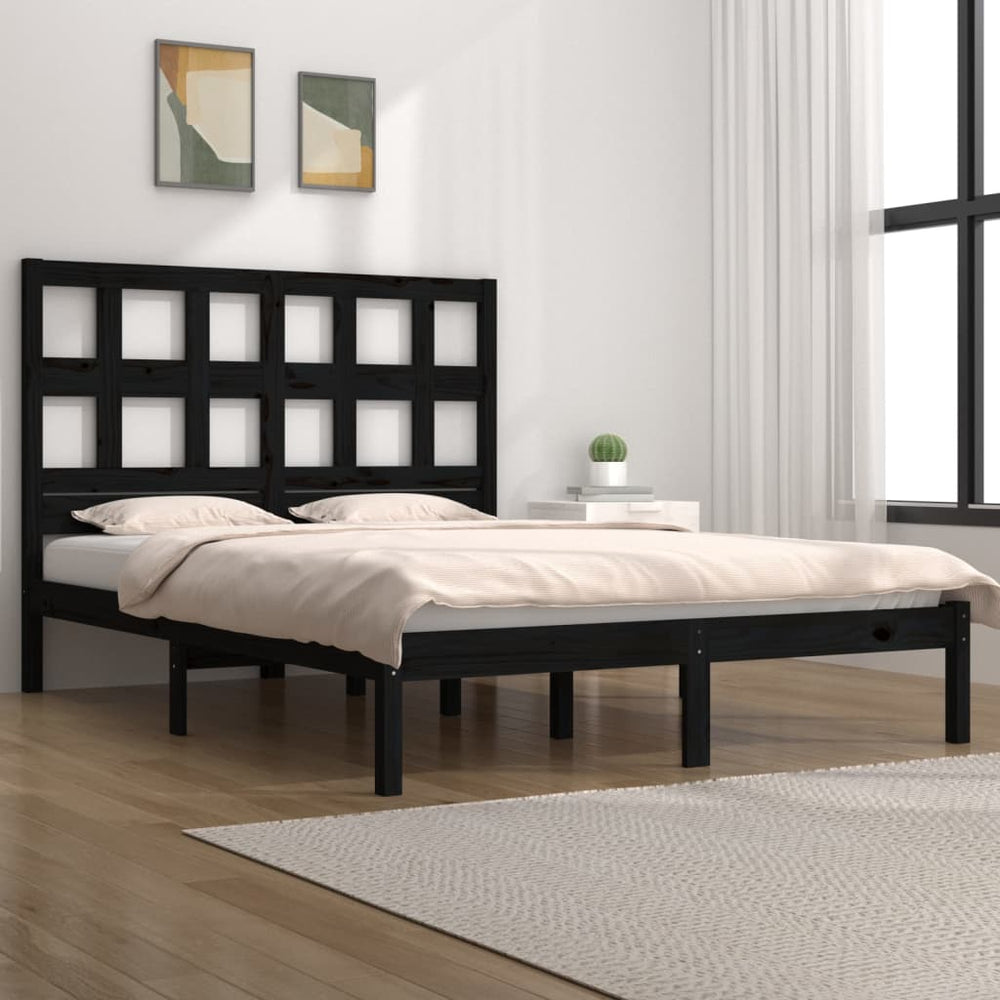 vidaXL Solid Wood Bed Black Pine 200x200 cm