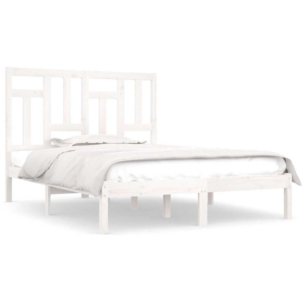 vidaXL Solid Wood Bed Frame White 140x200 cm Pine Wood (No Mattress)