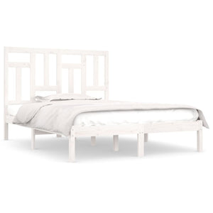vidaXL Solid Wood Bed Frame White 140x200 cm Pine Wood (No Mattress)