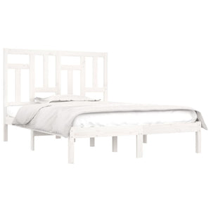 vidaXL Solid Wood Bed Frame White 140x200 cm Pine Wood (No Mattress)