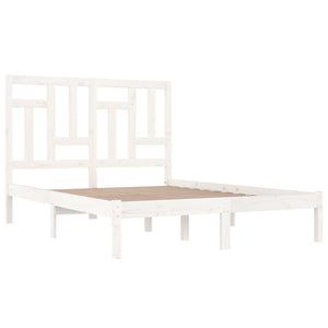 vidaXL Solid Wood Bed Frame White 140x200 cm Pine Wood (No Mattress)