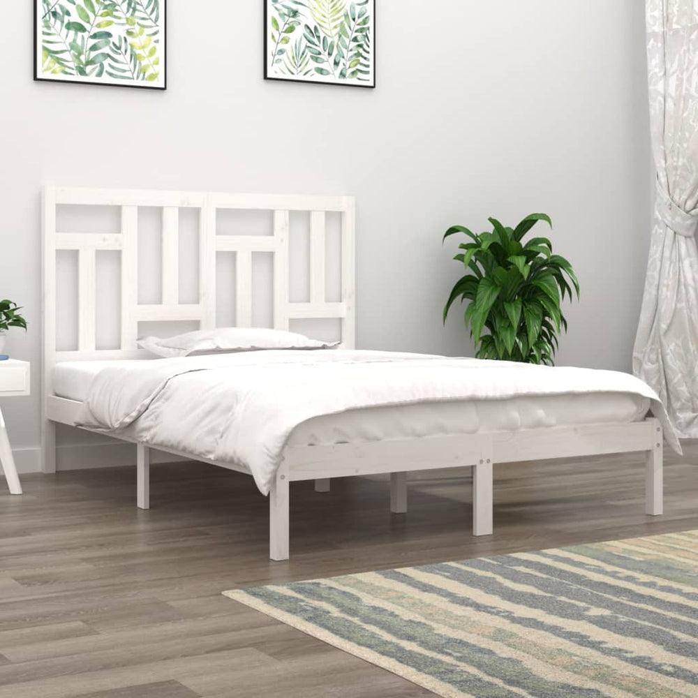 vidaXL Solid Wood Bed Frame White 140x200 cm Pine Wood (No Mattress)