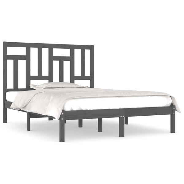 vidaXL Solid Wood Bed Grey Pine 200x200 cm