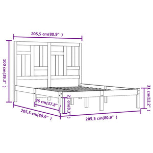 vidaXL Solid Wood Bed Grey Pine 200x200 cm