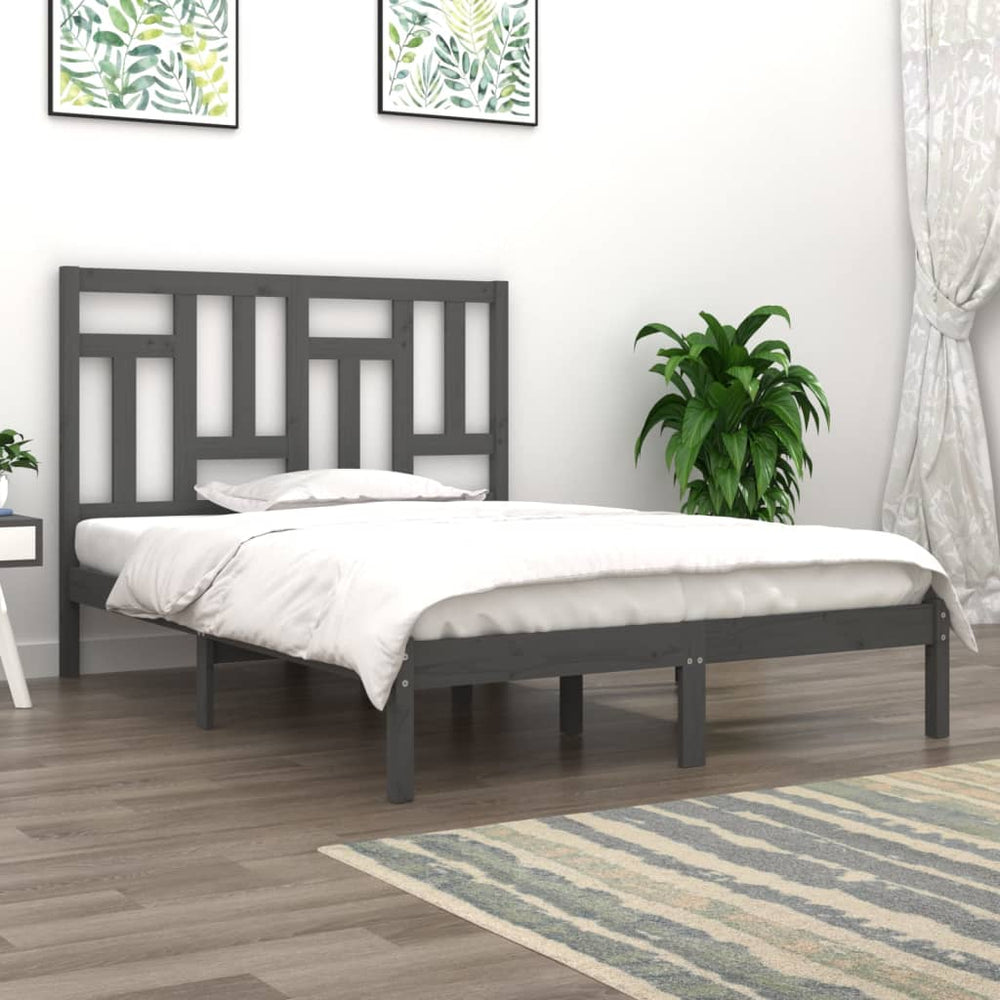 vidaXL Solid Wood Bed Grey Pine 200x200 cm
