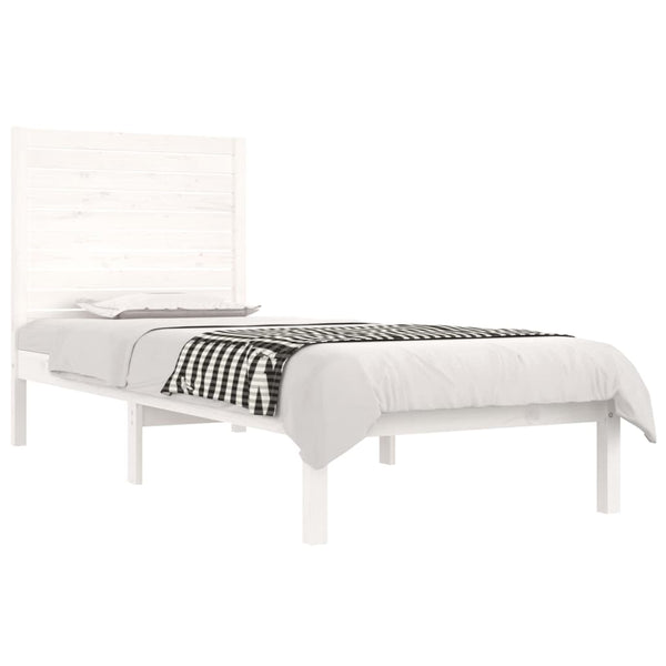 vidaXL Solid Wood Bed White 75x190 cm