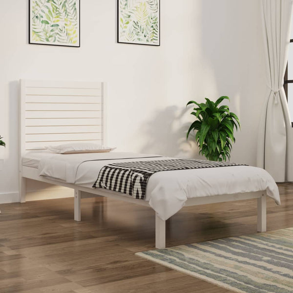vidaXL Solid Wood Bed White 75x190 cm