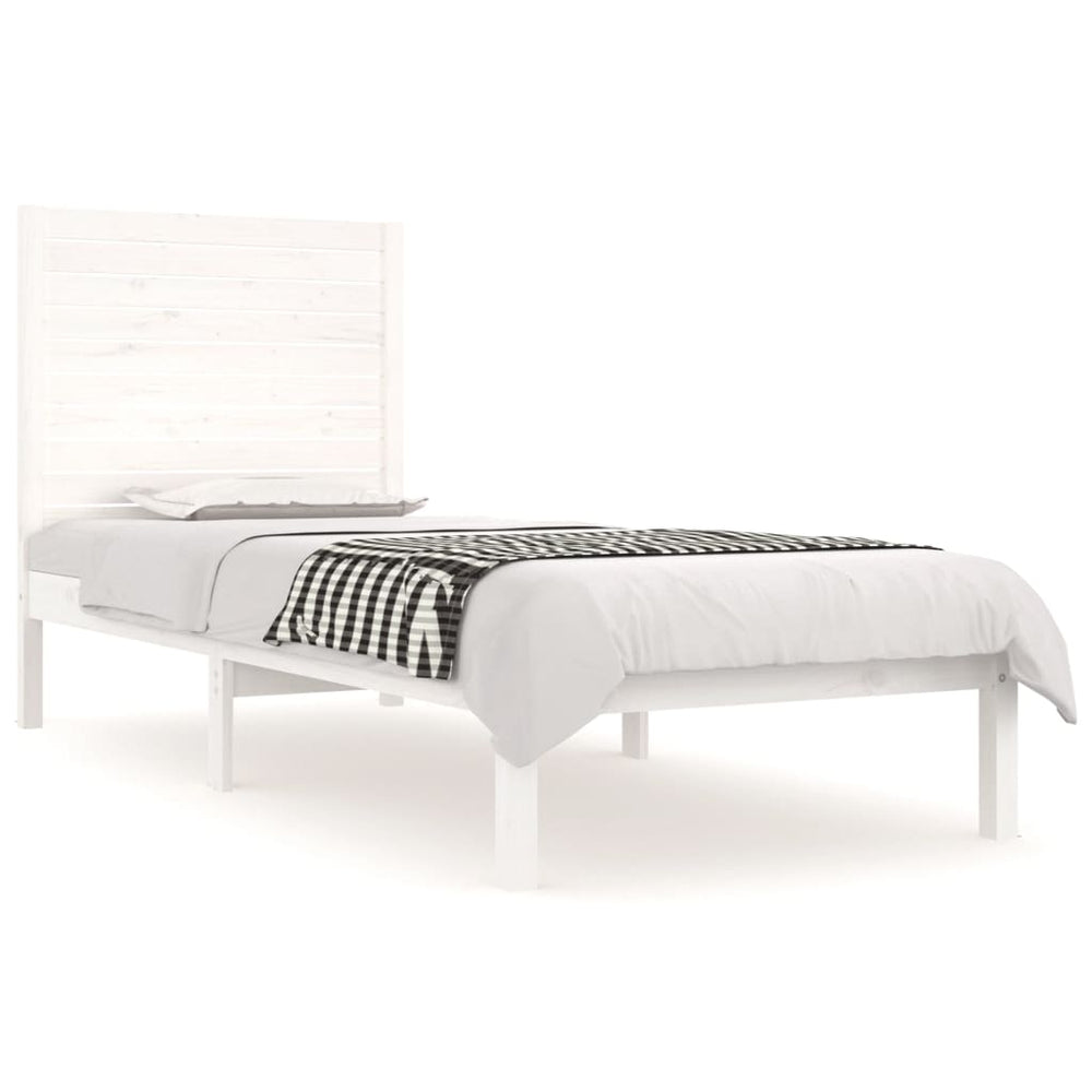 vidaXL Solid Wood Bed White 90x190 cm