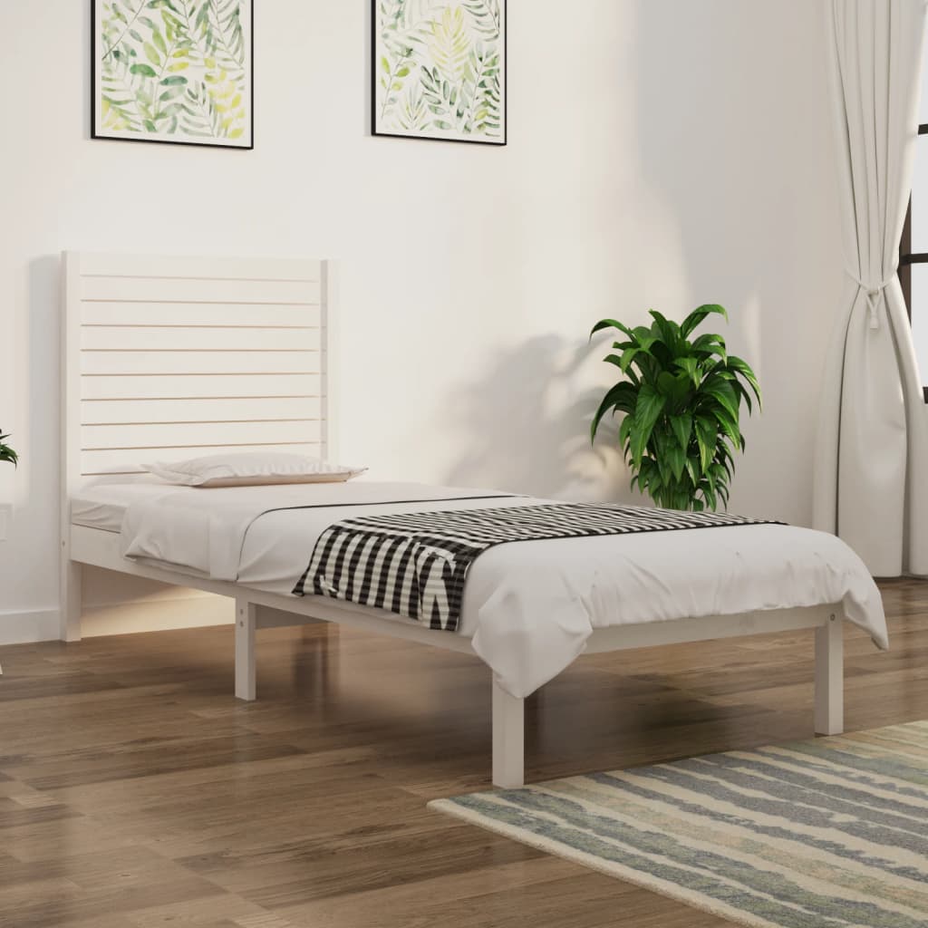 vidaXL Solid Wood Bed White 90x190 cm