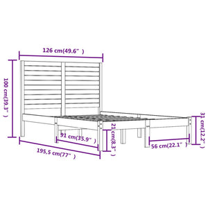 vidaXL Solid Wood Bed White 120x190 cm