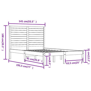 vidaXL Solid Wood Bed 135x190 cm