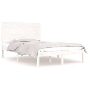 vidaXL Solid Wood Bed White 135x190 cm
