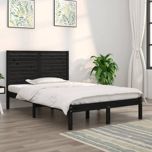 vidaXL Solid Wood Bed Black 135x190 cm