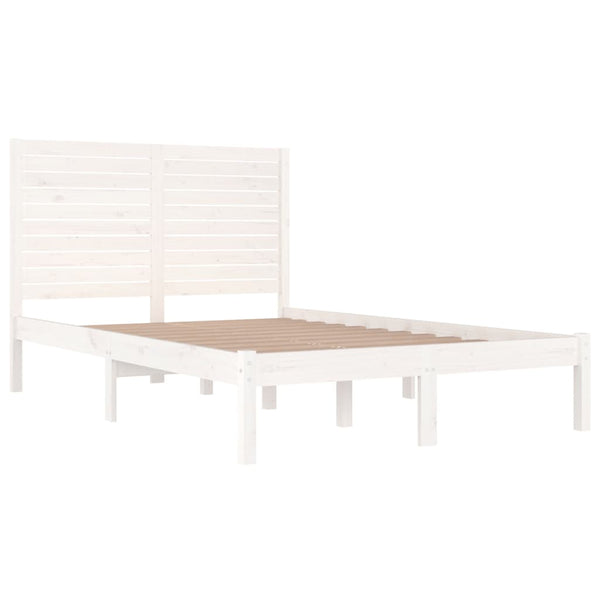 vidaXL Solid Wood Bed White 140x190 cm