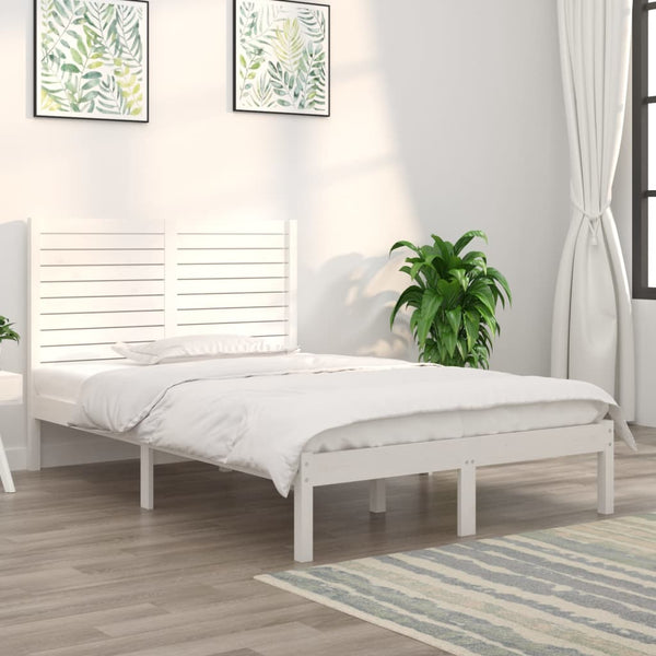 vidaXL Solid Wood Bed White 140x190 cm