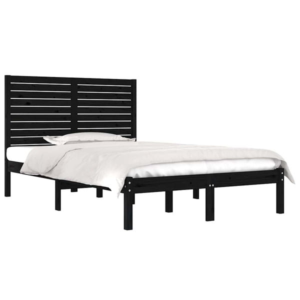 vidaXL Solid Wood Bed Black 140x190 cm
