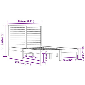 vidaXL Solid Wood Bed Black 140x190 cm