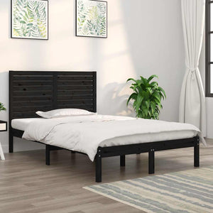 vidaXL Solid Wood Bed Black 140x190 cm